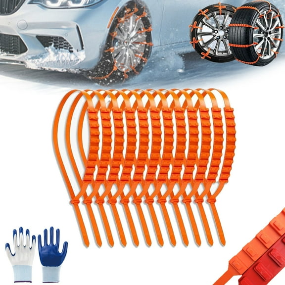 Zip Tie Tire Chains, Universal Reusable Anti-skid Nylon Tire Chains, Emergency Snow Non-Slip Zip, Adjustable Anti-Slip for Car, Trucks, SUV