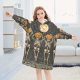 thumbnail image 5 of FORMRS Wearable Blanket Hoodie with Sleeves for Kids Cozy Flannel Sweatshirt, Beige Halloween Skeleton, 5 of 7