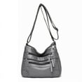 thumbnail image 1 of Bolso multibolsillos para mujer de mediana edad y mayor, bolso de cuero suave, bolso bandolera de un solo hombro de moda, bolso de hombro para mujer, bolso para madre de mediana edad, 1 of 5