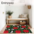 thumbnail image 3 of ODIKA 4'x6' Machine Washable Non-Slip Area Rug, Festive Poinsettia with Playful Dog Motif Latch Hook High Traffic Rug with Pad, Black, 745193, 3 of 8
