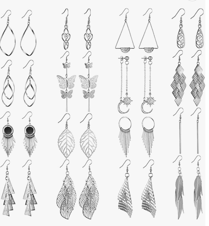 Dangle Earrings for Women Girls, Funtopia 16 Pairs Statement Earrings Butterfly Moon Earring