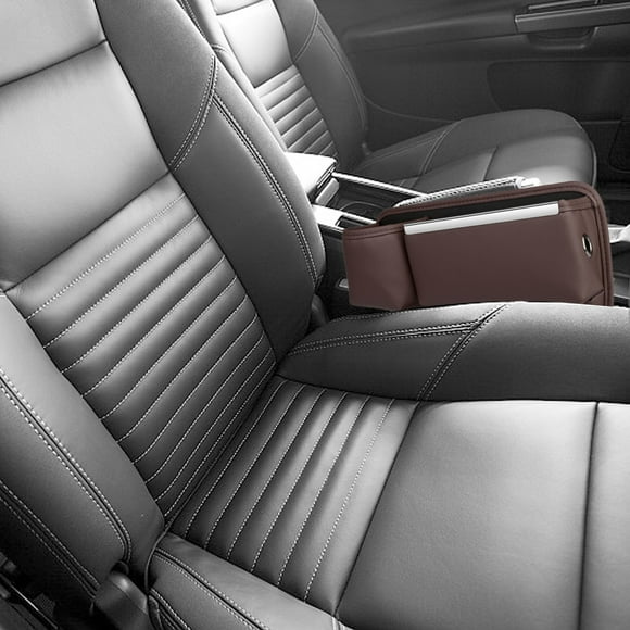 COFEST Organisateur de Siège de Voiture, Boîte de Rangement Multifonctionnelle pour Console Auto, Organisateur de Siège avant pour Téléphone, Lunettes de Soleil Café
