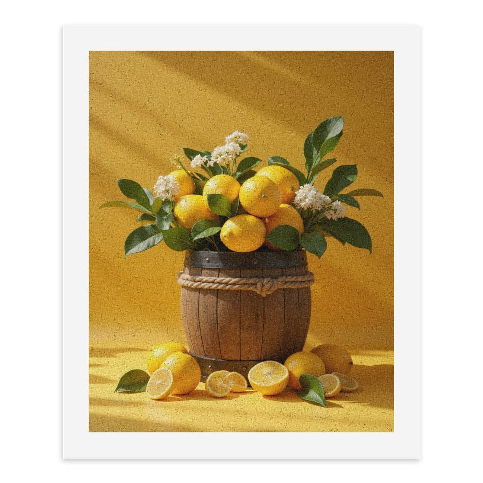 Paint By Numbers Kit for Adults Beginner - DIY Barrel Fresh Lemons And Blossoms Canvas Painting Kits for Adults, Frameless Paint By Number for Adults for Home Wall Decor 16x20 Inch
