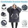 thumbnail image 3 of Qoosea Wearable Blanket Hoodie Oversized Sherpa Wearable Blanket Warm Fuzzy Sweatshirt with Gaint Pocket Giant Blanket for Adult Men Women Teens Girls Boys Grey, 3 of 6