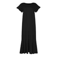 thumbnail image 5 of Delconic Women’s Short Sleeve Loose Fit Midi Dress with Crew Neck and Side Pockets Suitable for Casual and Everyday Wear Black L, 5 of 6