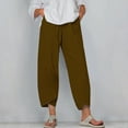 thumbnail image 2 of Timegard Plus Size Pants for Women Elastic Waist Solid Color Comfy Fall Casual Crop Pants with Pockets, 2 of 5