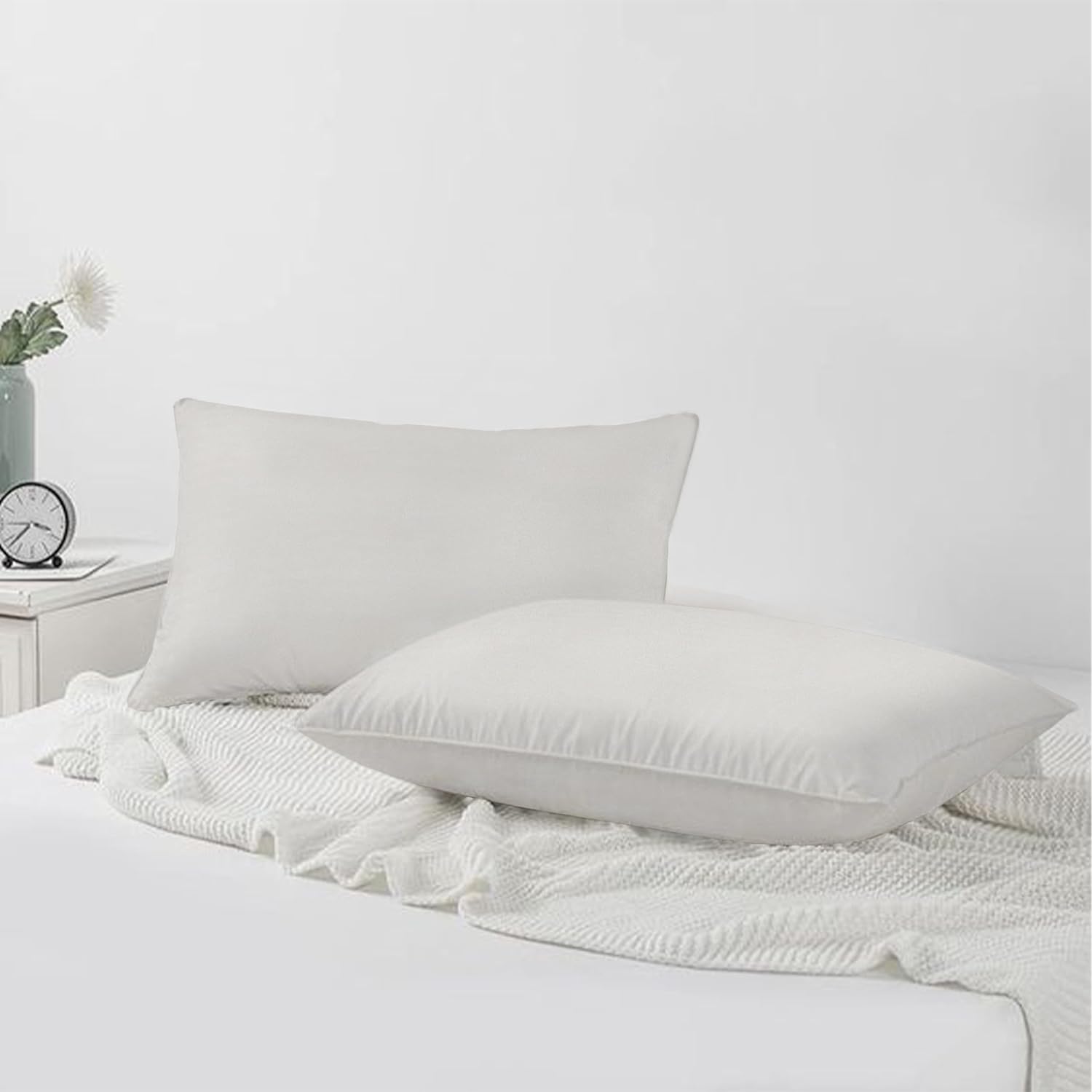 A1HC Hypoallergenic Down Alternative Pillow Inserts, 12x20 in, Rectangular, Pack of 2, White