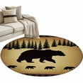 thumbnail image 2 of 3ft Round Rug, Black Bear Non-Skid Rubber Backing Large Area Rugs - Living Room Bedroom Home Office, Vintage Animals Farmhouse Pine Brown Forest Indoor Floor Mat Carpets Washable Rug, 2 of 9