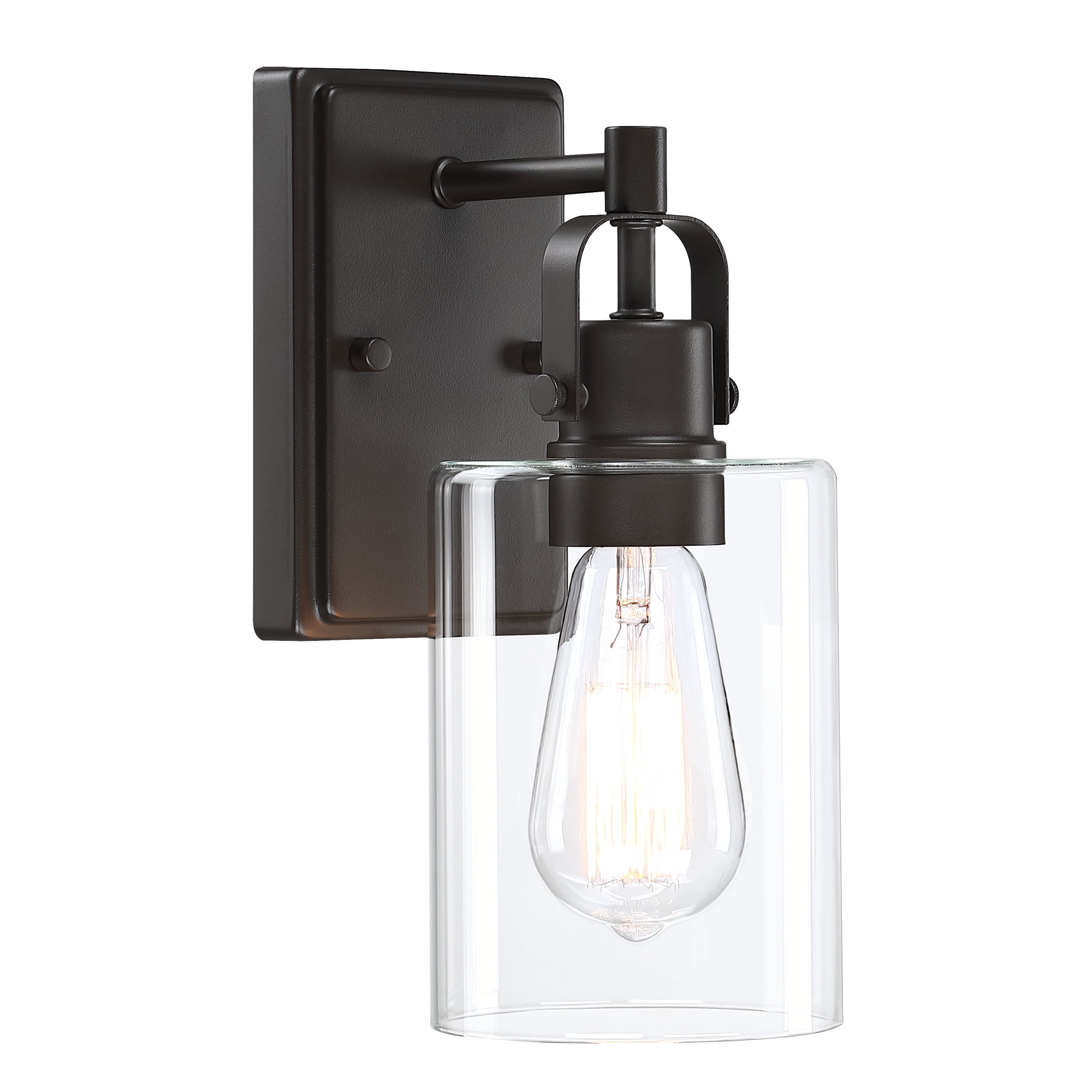 1-Light Bronze Bathroom Lighting over Mirrors Modern Vanity Light Fixtures with Clear Glass Shade