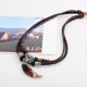thumbnail image 2 of Boho Wolf Tooth Pendant Necklace Vintage Tribal Double Layered Black Braided Beaded Choker Unisex Jewelry Accessories, 2 of 5