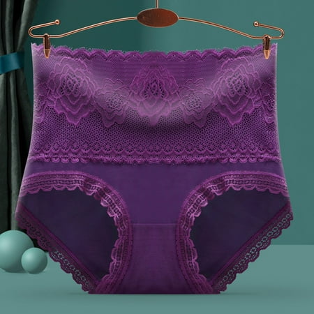 Ynynloco Sexy High Waisted Underwear for Women Lace Seamless Sexy Panties Ladies Stretch Full Coverage Briefs