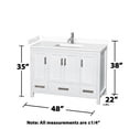 thumbnail image 4 of Wyndham Collection Sheffield 48" Solid Wood Single Bathroom Vanity in White, 4 of 4
