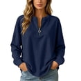 thumbnail image 2 of Neewe Women's Plain Long Sleeve Top Fall 1/4 Zipper Tops Loose Ladies Casual Fashionable Top Pullover, 2 of 7