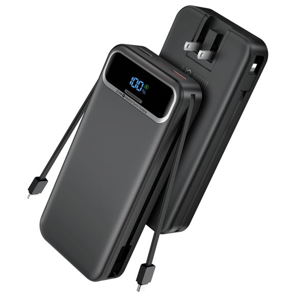 Cargador portátil Power Bank de 20000 mAh con cables integrados