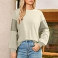 thumbnail image 3 of Otntypg Athletic Sweatshirts for Women Trendy 2025 Fall Long Sleeve Color Block Crewneck Pullover Tops Loose Lightweight Oversized Baggy T-Shirts Beige#01 XXL, 3 of 7