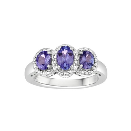 1 Carat T.W. Genuine Tanzanite Sterling Silver Ring