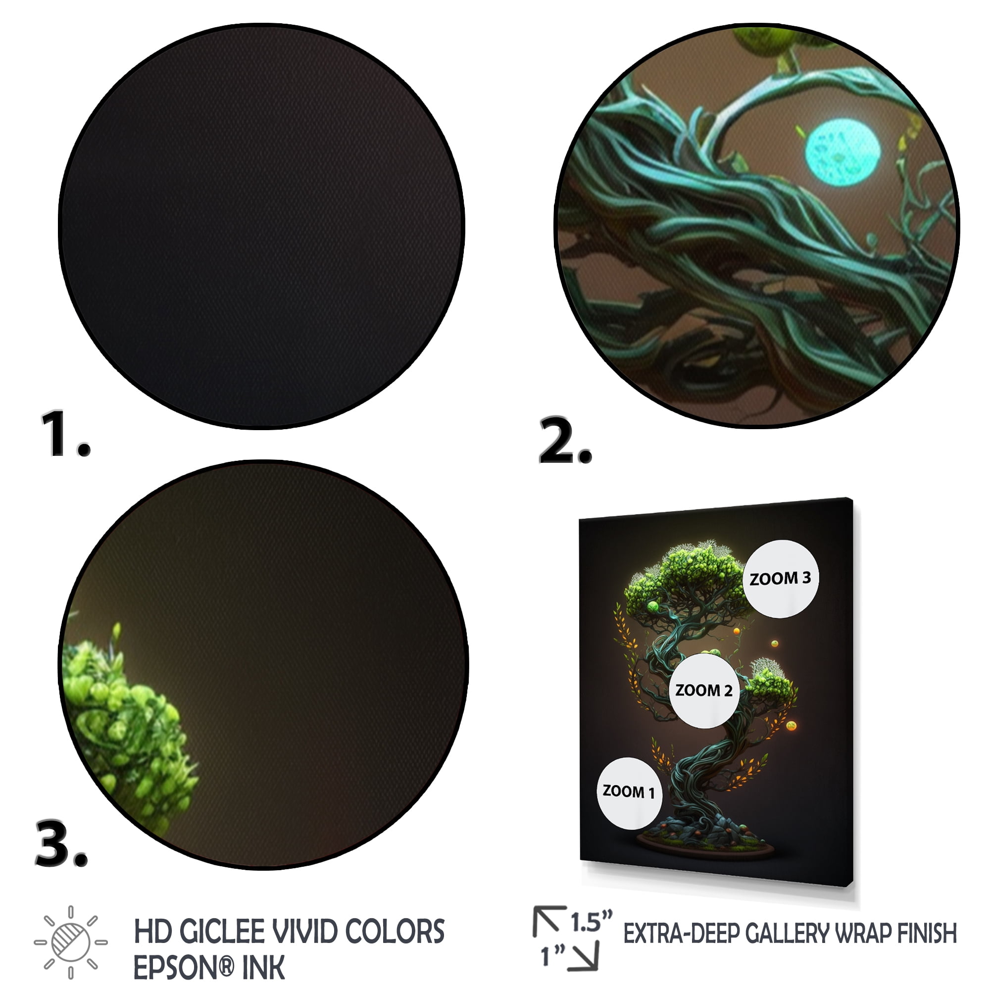 Designart Neon Bonsai Swirl Tree I Canvas Wall Art