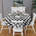 thumbnail image 2 of Black and White Checkered Pattern Round Tablecloth 60"x60",Wrinkle Wipeable Table Cloth for Kitchen Dining Room Picnic Patio Party, 2 of 6