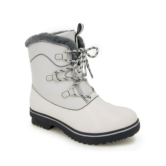 JBU Brisky Lace-Up Ankle-High Water-Resistant Boots for Women, Stone White/Black, Size 7M