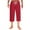 Red, variant on Plebaso Mens Capri Pants Wide Leg Thin Lounge Pants Drawstring Loose Capris Solid Color Crop Trousers