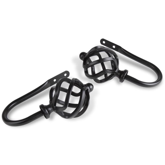 Contemporary Home Living Set of 2 Black Contemporary Curtain Holdback Hooks 9.25"