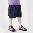 thumbnail image 4 of SJLDQY Boys Fashion Cargo Shorts Summer Lightweight Baggy Pants Solid Color Casual Loose Shorts for Boys, 4 of 7