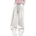 thumbnail image 3 of EnJoCho Girls Sweatpants Wide Leg Elastic High Waist Loose Straight Soft Trousers Relaxed Fit Bottoms For Kids Spring Fall Daily Streetwear School Active Wear, 3 of 7
