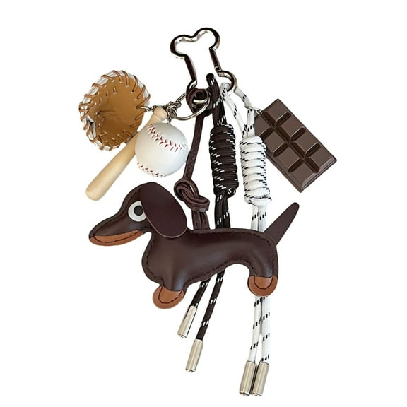 AOOOWER Quirky Unique Styles Dachshund Keychain Charm Pendant Sturdy PU Materials Accessory for Daily Use Stylish Outfits