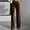 Brown, variant on Womens Velvet Wide Leg Pants Elastic High Waisted Palazzo Pants Business Work Casual Trousers with Pockets Khaki XL(XL)