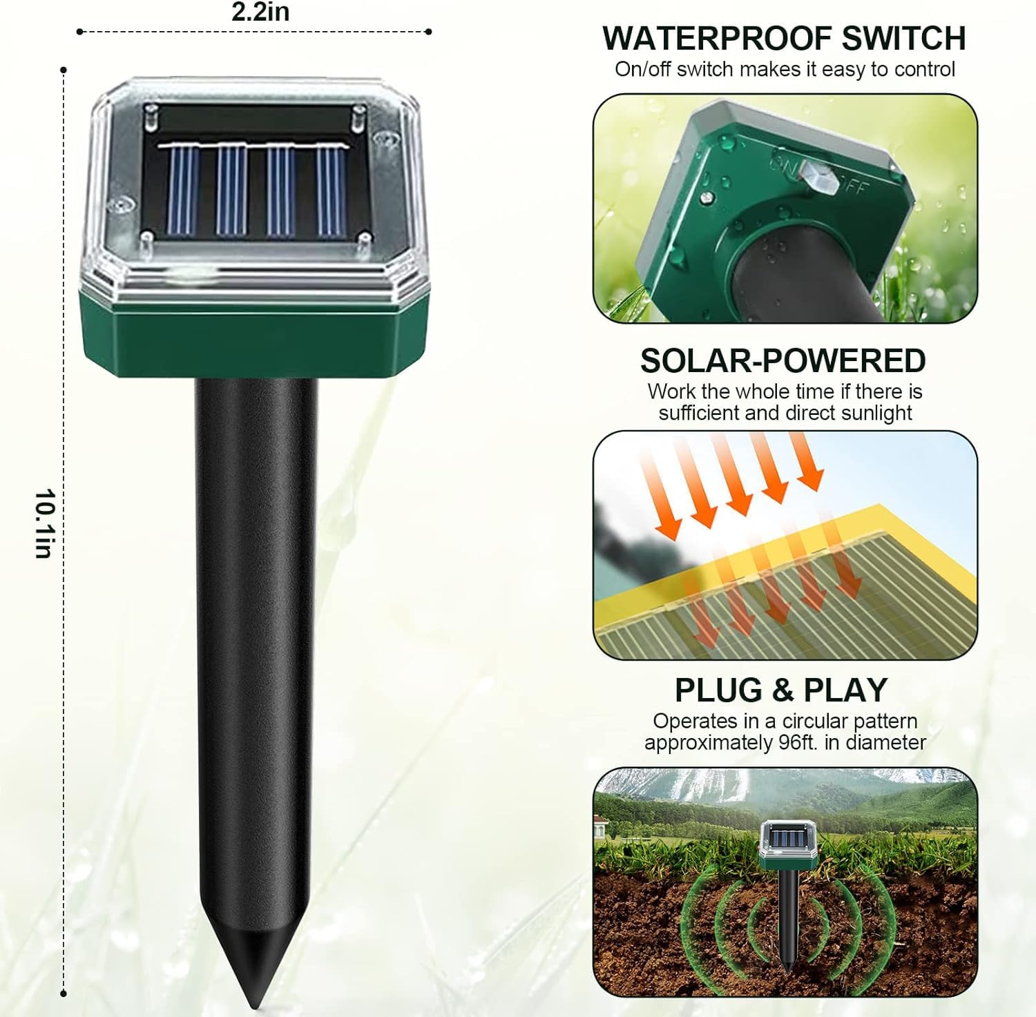 Mole Repellent Lawns 4 Pack Snake Repellent Yard Solar Gopher Trap ...