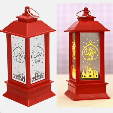 

MLfire Ramadan Lantern LED Hanging Wrought Iron Night Light Ornaments Wind Night Light Islamic Muslim Decoration