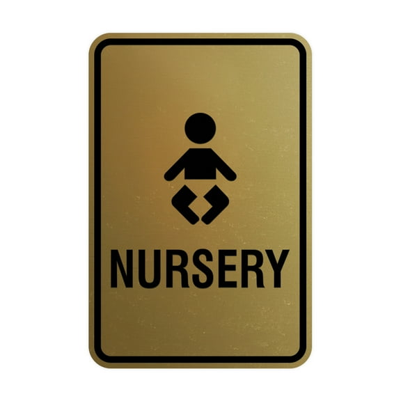 Portrait Round Nursery Sign (Brushed Gold) - Large 6" x 8"