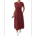 thumbnail image 2 of Women'S Short Sleeve Maxi Dresses Casual Long Dress with Pockets Claret L, 2 of 7