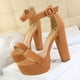 thumbnail image 2 of Zapatos de tacón alto para mujer, gruesos, superdelgados, sexys, para discoteca, con plataforma impermeable, con hebilla de cinturón abierto, 2 of 5
