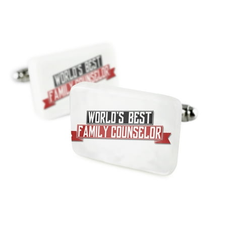 Cufflinks Worlds Best Family Counselor Porcelain Ceramic NEONBLOND