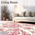 thumbnail image 2 of ODIKA 4'x6' Machine Washable Non-Slip Area Rug, Damask Floral Motifs with Scrollwork Accents High Traffic Rug with Pad, Pink, 539916, 2 of 8