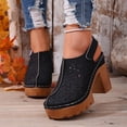 thumbnail image 5 of Bkhluea Women Floral Cutout Slingback Platform Block Heel Sandals Comfortable Footwear For Office Party Casual Outdoor Daily Activities, 5 of 7