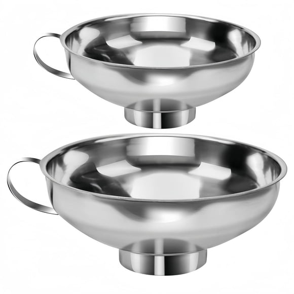 Juego de Embudos Acero Inoxidable Boca Ancha Grado Alimenticio con Asa para Conservas en Cocina
