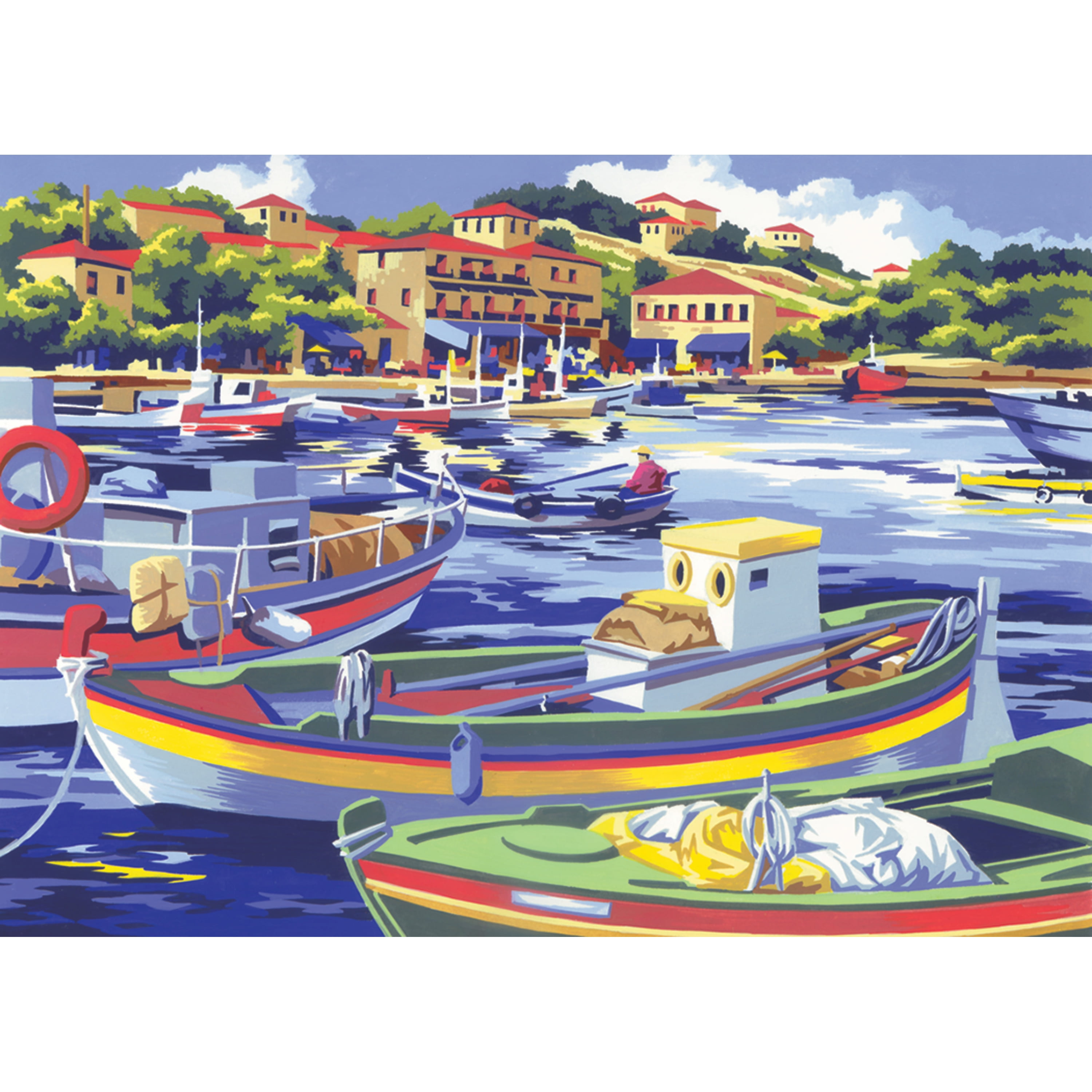 Royal Brush Adult Painting by Numbers Kit, Mediterranean Fishing Boats