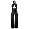 thumbnail image 4 of ZAZYULZ Two Piece Sets for Women Women's 2 Piece Outfits Sexy Halter Neck Criss Backless Crop Top Solid High Waist Wide Leg Pants Set(Black,M), 4 of 7
