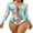 Green, variant on Charmo V Neck Rash Guard for Women One Piece Bathing Suits Tummy Control Long Sleeves Monikini Swimsuit