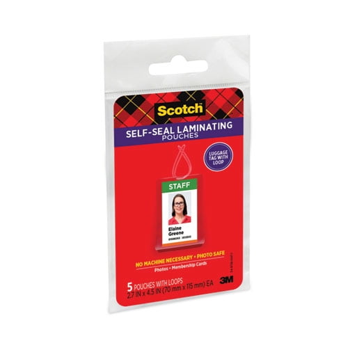 Self-Sealing Laminating Pouches, 12.5 Mil, 2.81" X 4.5", Gloss Clear, 5/pack | Bundle of 2 Packs