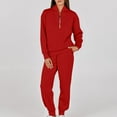 thumbnail image 5 of UAMVSH Sweatsuits Women 2 Piece Outfit Quarter Zip Sweatshirts Matching Jogger Pants Set Fall Winter Long Sleeve Lounge Set with Pockets, 5 of 6