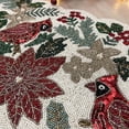 thumbnail image 2 of Enliven, Christmas handmade table runner, red and green flower with parrot beaded table runner, Poinsettia runner, 13x36inch, 2 of 5