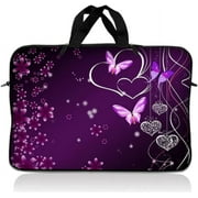 LSS 10.2 inch Laptop Sleeve Bag Carrying Case Pouch with Handle for 8" 8.9" 9" 10" 10.2" Apple Macbook, GW, Acer, Asus, Dell, Hp, Sony, Toshiba, Purple Heart Butterfly