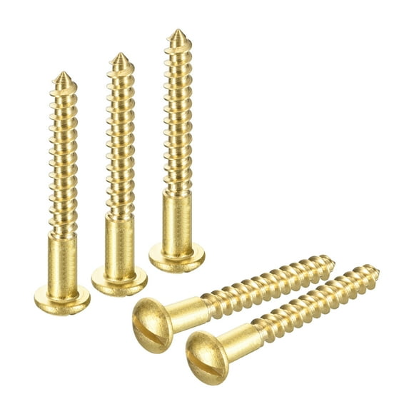 Unique Bargains Vis en Bois M3.5 x 30mm Tête Ronde Fendue Vis en Laiton Auto-Tappante Vis de Menuiserie Lot de 60