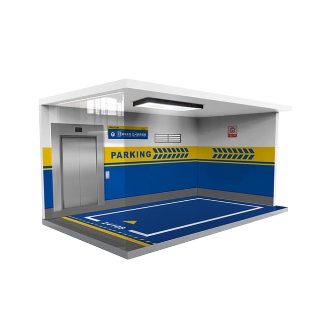 1/18 Scale Garage Diecast Display Case Parking Lot Scene with Lights Protection Mini Diecast Car Storage Boxes for Diorama Blue