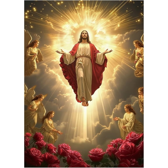 Christian God Inspirational Puzzle 1000 Pieces for Adults, Religious Angel Rose Catholic Jigsaw Puzzle, God Easter Flower Puzzles