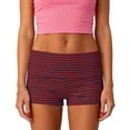 thumbnail image 2 of Hurxie Women's Fold Over Shorts Y2K Micro Mini Shorts Elastic Waist Lounge Pajama Bottoms Summer Yoga Athletic Short Wine,S, 2 of 6