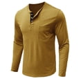 thumbnail image 5 of JTieacloth T Men Autumn Solid Color Button Up Long Sleeve Round Neck T Shirt Men's Base Shirt Collar Top, 5 of 6